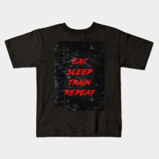 Eat sleep train repeat Kids T-Shirt